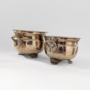 Vintage MCM Brass Footed Planters